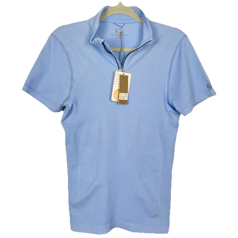 Goode Rider Seamless Compression Shirt Women Large Lt Blue Equestrian Horse NEW